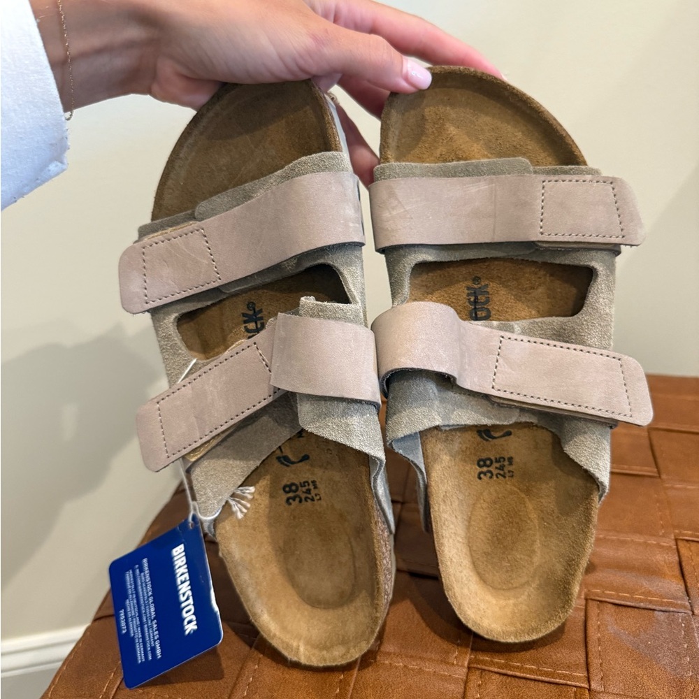 Birkenstock Light Gray Suede Sandals